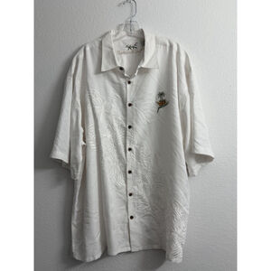 Bamboo Cay Shirt Men's 3XL Hawaiian Island Beach Birds of Paradise White